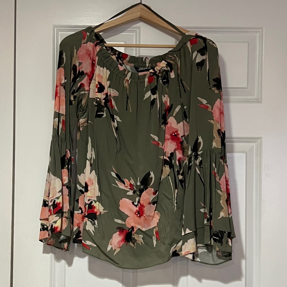 WHBM on/off shoulder blouse